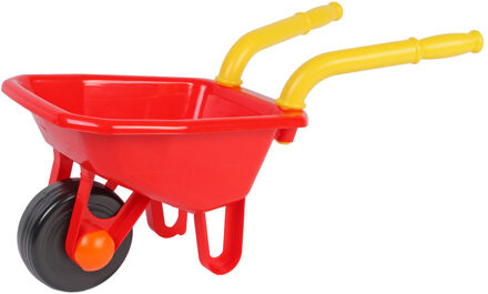 Kruiwagen - rood/geel/zwart - kunststof - 66 x 25 cm - speelgoed kruiwagen