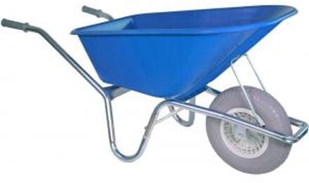 Kruiwagen verzinkt 100 liter blauw met anti-lek kruiwagenwiel