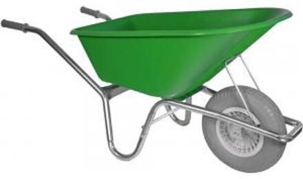 Kruiwagen verzinkt 100 liter lime groen met anti-lek kruiwagenwiel