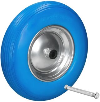 Kruiwagenwiel massief rubber PU 4.80/4.00-8 blauw 390 mm