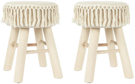 Krukje - 2x - hout - beige - bohemian - ibiza - decoratie