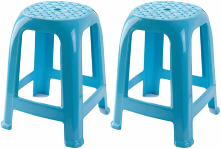 Krukje - 2x stuks - Lichtblauw - kunststof - 46,5 cm - keuken/badkamer opstapje