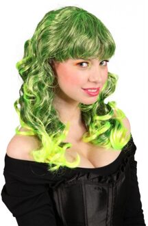 Krullende pruik met groen haar