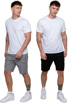 Kruze | 2 Pack Heren Cargo Korte Broek - BLK/LTGREY Veelkleurig - L