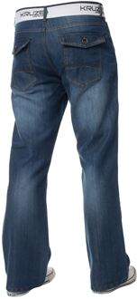 Kruze Heren Bootcut Denim Jeans Blauw - 36W/34L