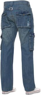 Kruze heren Cargo Combat Jeans - Blauw - 42W/30L