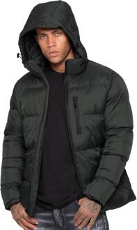 Kruze | Heren Gewatteerde Jas met Capuchon Donkergroen