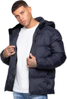 Kruze | Heren Gewatteerde Jas met Capuchon Navy
