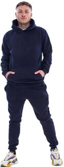 Kruze Heren Pullover Hoodie Tracksuit Set Navy - XL