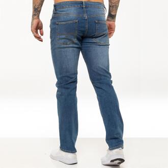 Kruze Heren Rechte Benen Stretch Jeans Blauw - 30W/32L
