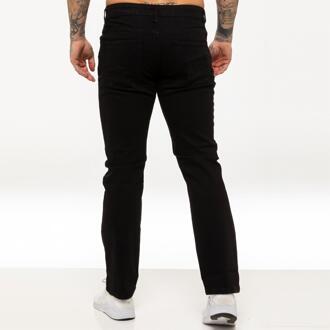 Kruze Heren Rechte Benen Stretch Jeans Zwart - 28W/30L