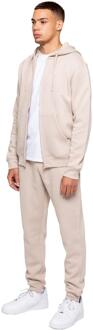 Kruze Heren Zip Hoodie Tracksuit Set Beige - M