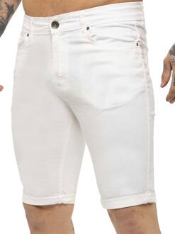 Kruze van Enzo | Heren Skinny Fit Denim Shorts Wit - 36 (Taille)