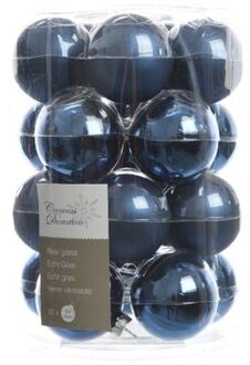 Ksd 3 stuks Kerstbal glas glans-mat diameter 6cm nacht blauw KSD