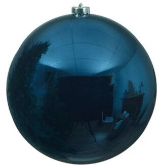 Ksd 3 stuks! Kerstbal plastic glans diameter 14cm nacht blauw KSD