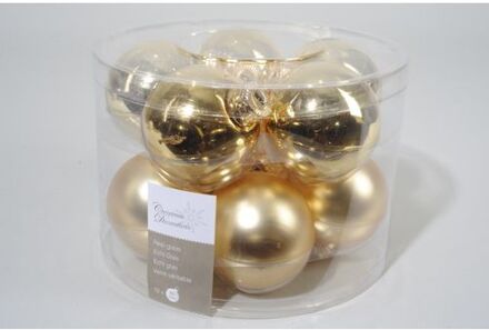 Ksd 4 stuks 10 kerstballen licht goud glans-mat 60 mm Geel