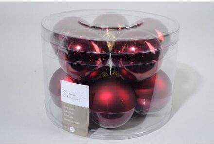 Ksd 4 stuks 10 kerstballen ossenbloed glans-mat 60 mm Rood