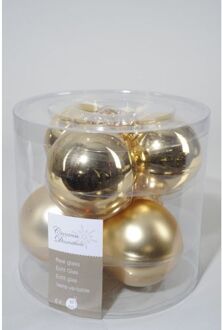 Ksd 4 stuks 6 kerstballen licht goud glans-mat 80 mm Geel