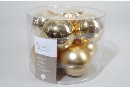 Ksd 4 stuks 8 kerstballen licht goud glans-mat 70 mm Geel