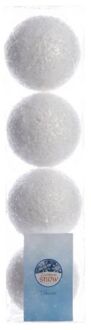 Ksd Snwbal foam d8cm wit glitter 4st