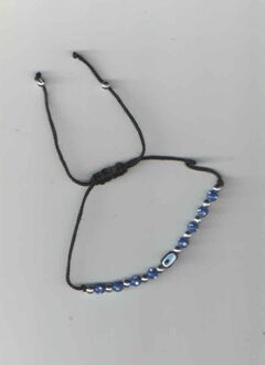 Kta Business Zwart Koord Macrame Boze Oog Kralen Verstelbare Armband & Bangle Blauw