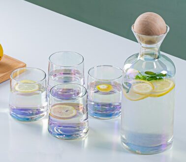Kubac Glas Cup Set Hittebestendig Water Fles Glas Sap Cup Set Melk Kopje Thee Cup regenboog