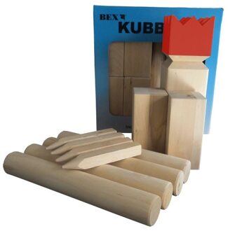 Kubb Viking Original Rode Koning Rubberhout Beige