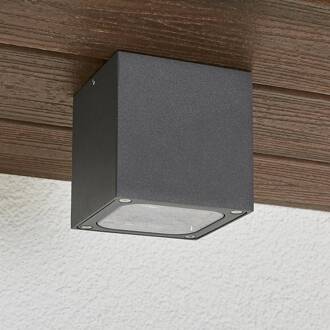 Kubusvormige LED buiten plafondlamp Tanea, IP54 donkergrijs, transparant