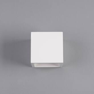 Kubusvormige LED wandlamp Marita van gips wit