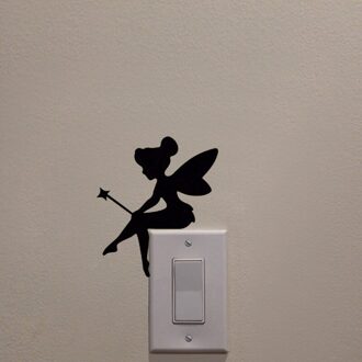KUCADA cartoon Elf meisje schakelpaneel sticker voor muur decoratie verwijderbare diy zwart verwijderbare muursticker WP1870