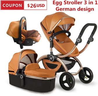 Kuddy Baby Stroller High Landscape Stroller 3 in 1 Baby Carriage With Car Seat Pram Can Sit Reclining Folding Light Kid Trolly