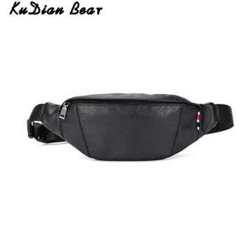KUDIAN BEAR Fashion Waist Bag For Men Black Male Waist Packs Belt Crossbody Bag Motorcycle Leather Handbag Chest Bag BIX314 PM49