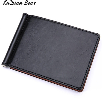 KUDIAN BEAR Leather Men Money Clip Wallet Mental Clip Rfid Slim Clamps Minimalist Purse carteras Minimalista-BID196 PM49