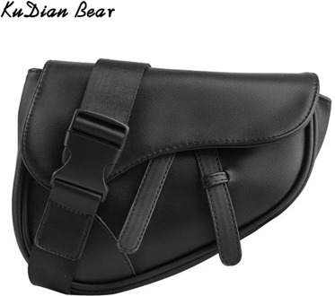 KUDIAN BEAR Leather Men Shoulder Bag Fashion Saddle Bag Black Messenger Bags Male Handbags Casual Crossbody Bag BIX443 PM49
