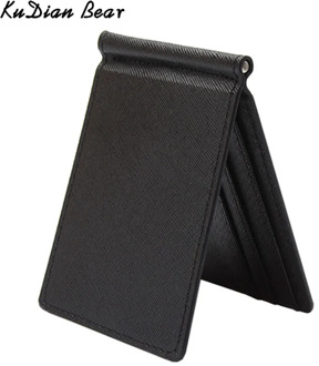 KUDIAN BEAR Slim Men Money Clip Wallet Mental Solid Male Purses Designer I Clip Money Holder Card Cases-- BID213 PM49