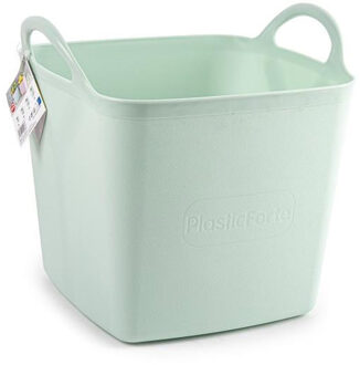 Kuip/emmer/wasmand - flexibel - lichtgroen - 27 liter - vierkant - kunststof