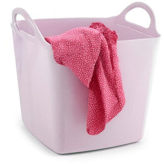 Kuip/emmer/wasmand - flexibel - roze - 27 liter - vierkant - kunststof
