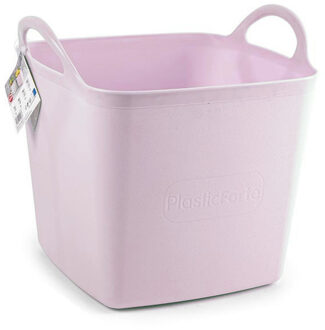 Kuip/emmer/wasmand - flexibel - roze - 43 liter - vierkant - kunststof