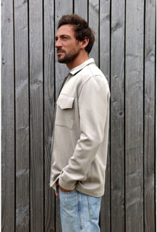 KULTIVATE 2501030211 luxury zip 297 bone white overshirt van tricot - kultiv Ecru - S