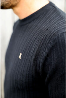 KULTIVATE 2501080800 kn vertical 100 black heren -trui - kultiva - maat M Zwart