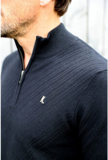 KULTIVATE 2501080802 crossed half zip 100 - black heren trui kultiv Zwart - M
