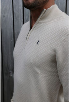 KULTIVATE 2501080802 crossed half zip 221 moonbeam heren trui kultiv Ecru