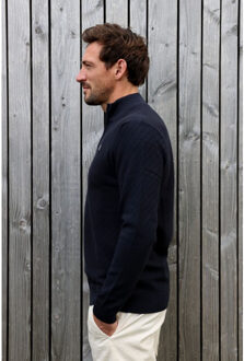 KULTIVATE 2501080802 crossed half zip 319 dark navy heren trui kultiv Blauw - M