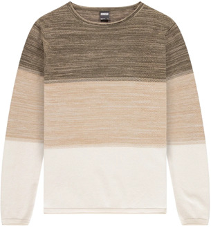 KULTIVATE Color-Block Triple Panel Sweater Kultivate , Brown , Heren