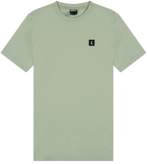 KULTIVATE Groene Lofi T-shirt met K. Logo Patch Kultivate , Green , Heren - 2Xl,Xl,L,M