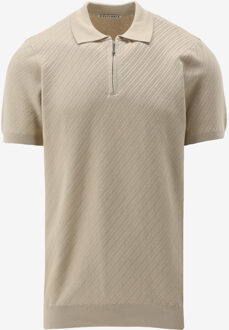 KULTIVATE Poloshirt OBLIQUE ZIP beige - XL;L;S;M