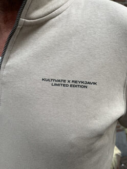KULTIVATE Sweater half zip “meppel highlights” – x reykja - maat L Beige