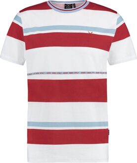 KULTIVATE T-shirt Ronde Hals Streep Wit/Rood/Blauw  S Multicolor