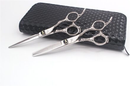 Kumiho Haar Schaar Set 6Inch Kapper Snijden En Dunner Schaar Voor Kappers Met Offset Handvat snijdend en het verdunnen