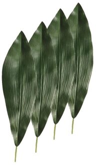 Kunst Aspidistra blad - 4x - 75 cm - donkergroen - kunstplant bladeren/stelen